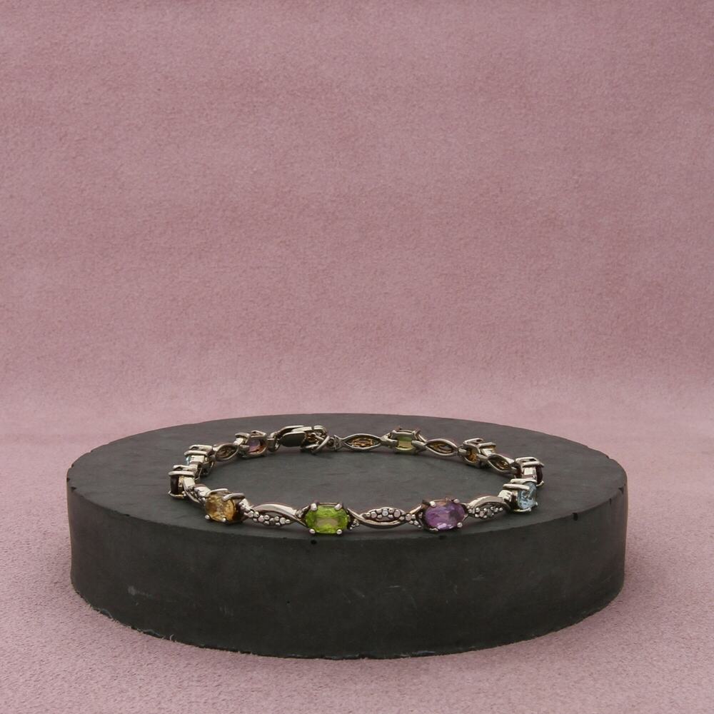 sterling silver amethyst topaz garnet citrine peridot bracelet size 7in